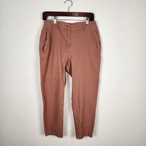 Eileen Fisher Canvas Dusty‎ Red Cotton Hemp Pants Women's Size 8